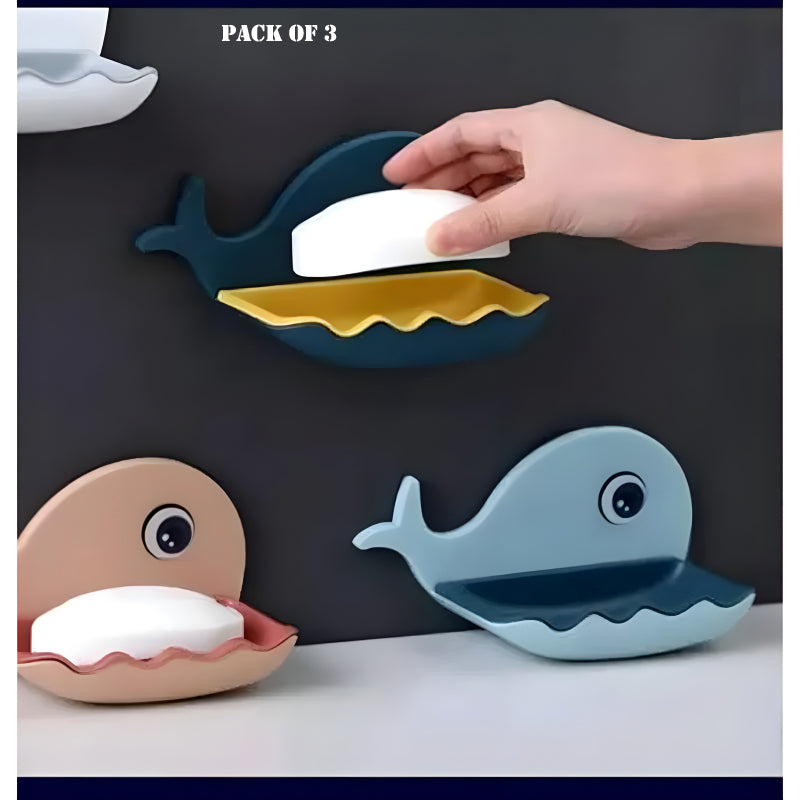 Fish-Shaped Double-Layer Adhesive Waterproof Soap Bar Holder