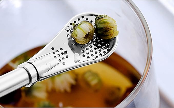 Reusable Stainless Steel Drinking Filter Straw Spoon