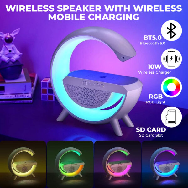 3 in 1 G-Shaped Lamp Speaker Bluetooth with Multicolor Night Lamp