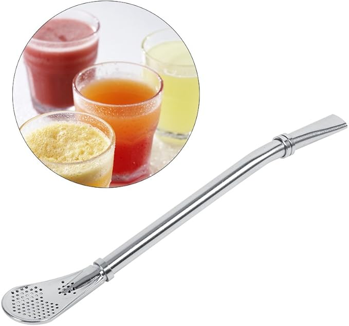 Reusable Stainless Steel Drinking Filter Straw Spoon