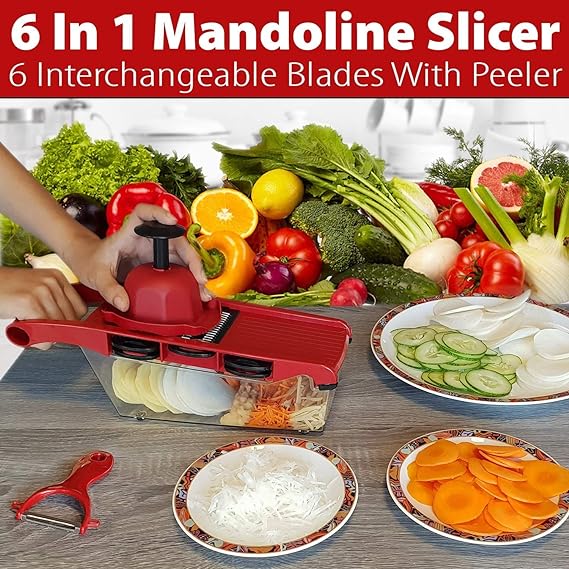 6 in 1 Mandoline Vegetable Slicer Cutter with Box