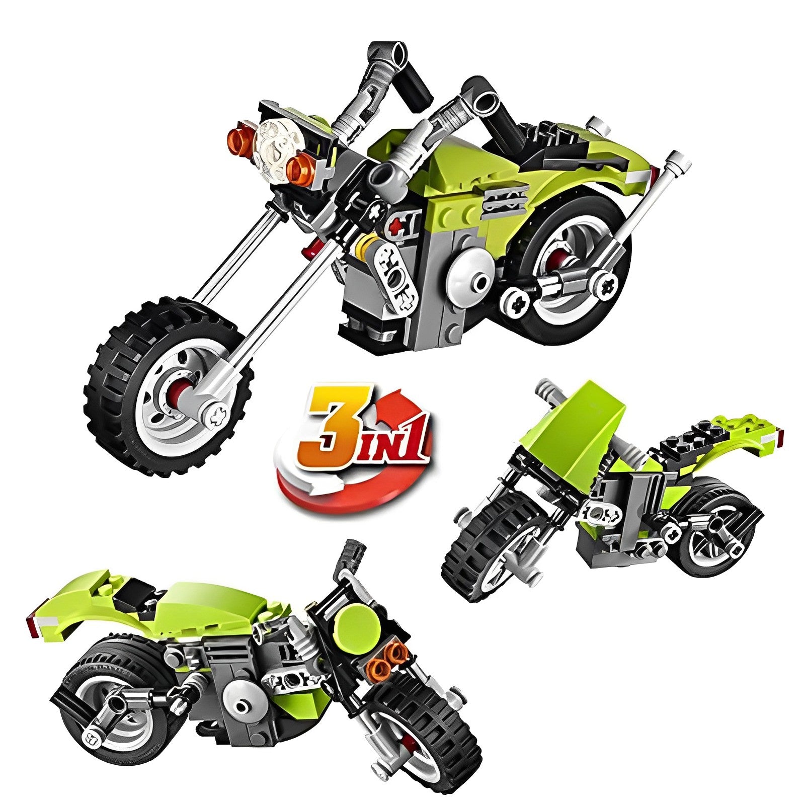 3-In-1 Highway Cruiser Motorcycle Building Blocks Toy