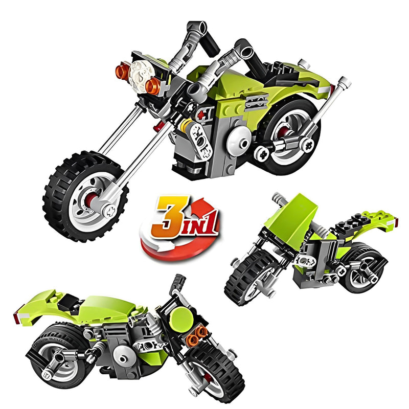 3-In-1 Highway Cruiser Motorcycle Building Blocks Toy