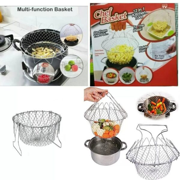 Stainless Steel Chef Foldable Basket Strainer