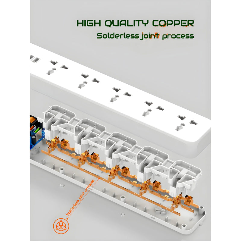 Multi-Socket Extension With 5 AC Outlets And 3 USB Ports