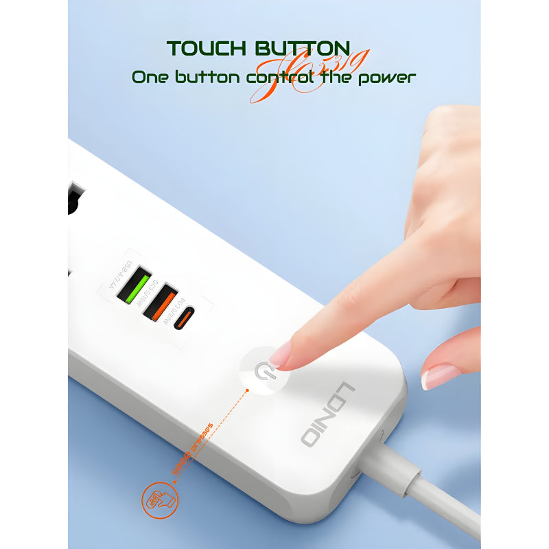 Multi-Socket Extension With 5 AC Outlets And 3 USB Ports