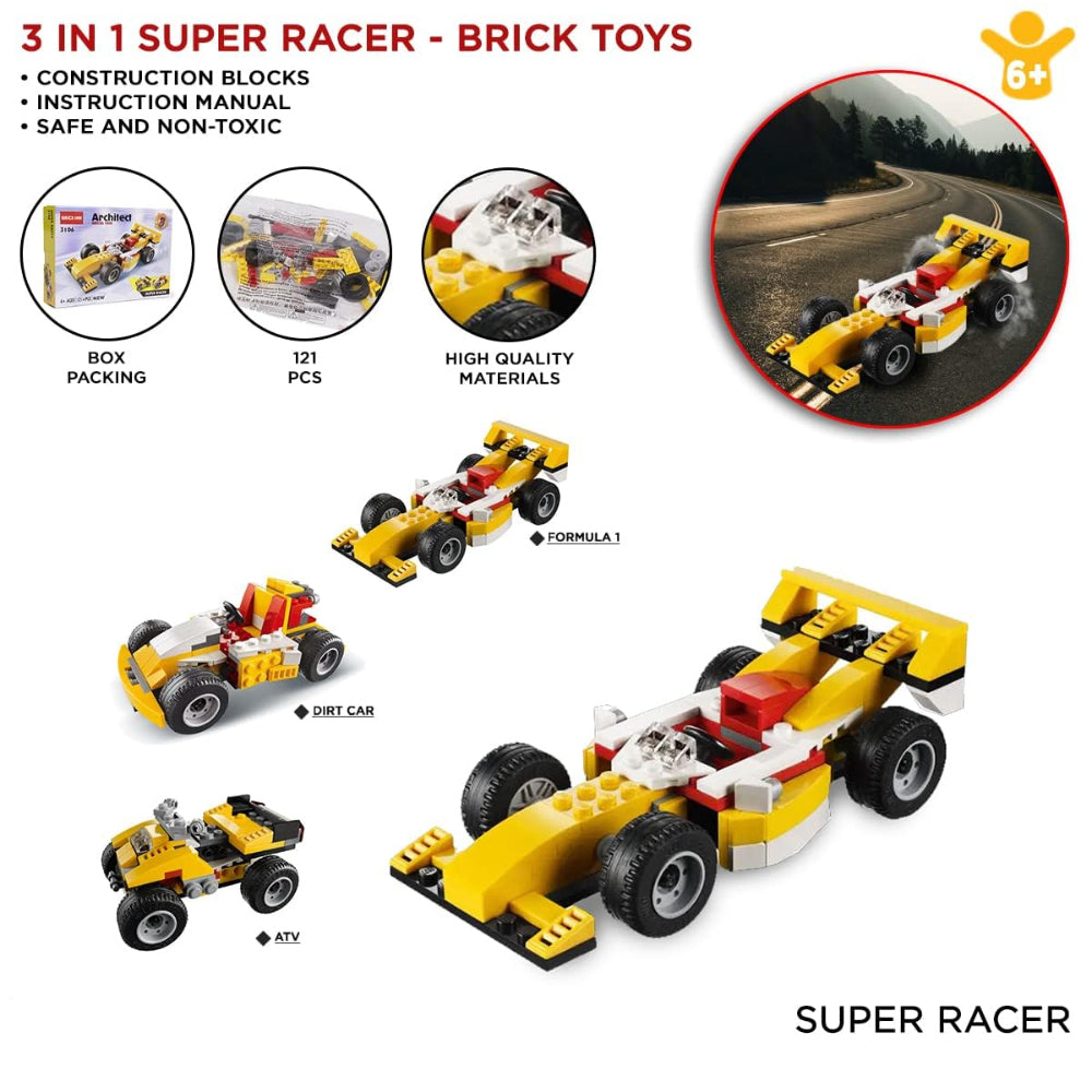 Super Racer 3-In-1 Building Blocks Set Toy