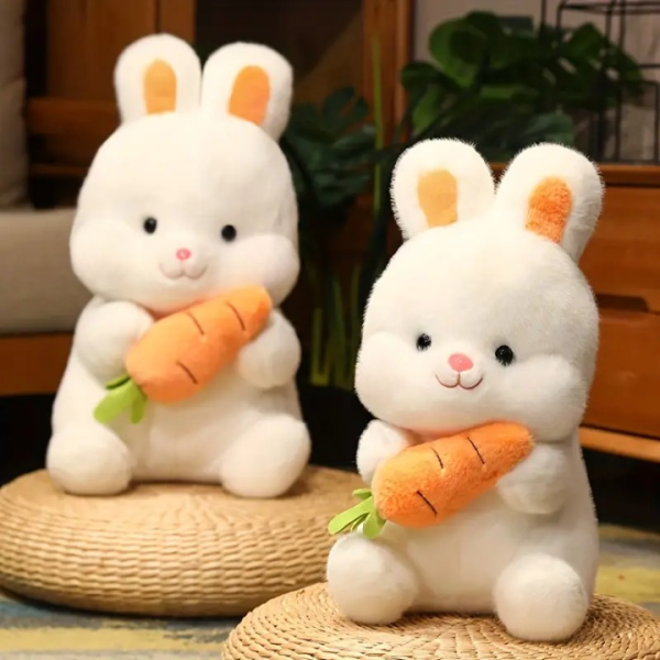 Adorable Plush Bunny & Carrot Pillow