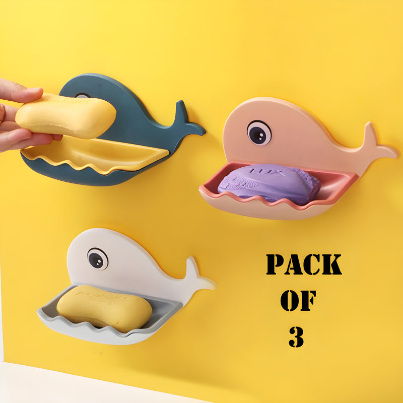 Fish-Shaped Double-Layer Adhesive Waterproof Soap Bar Holder