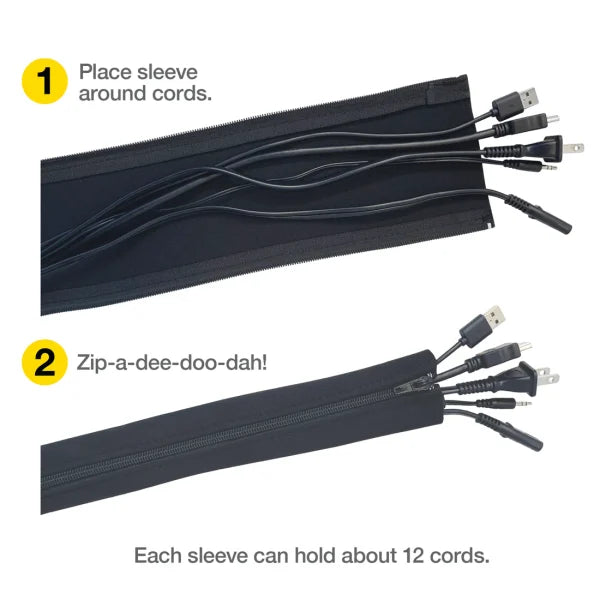 Cable Sleeve Zipper Closure Cord Organizer