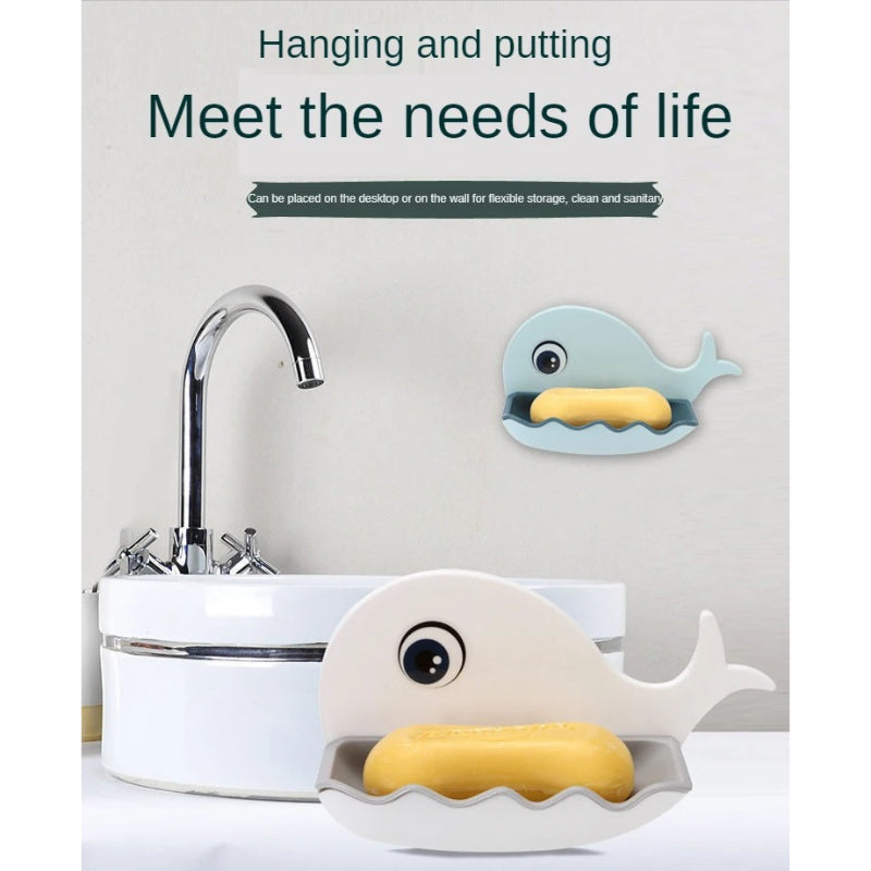 Fish-Shaped Double-Layer Adhesive Waterproof Soap Bar Holder