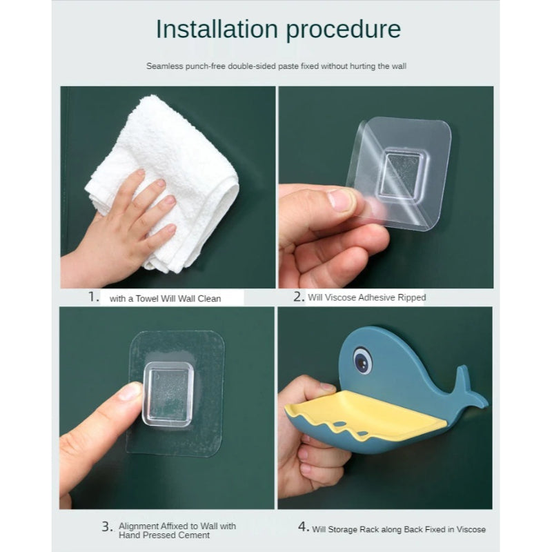 Fish-Shaped Double-Layer Adhesive Waterproof Soap Bar Holder