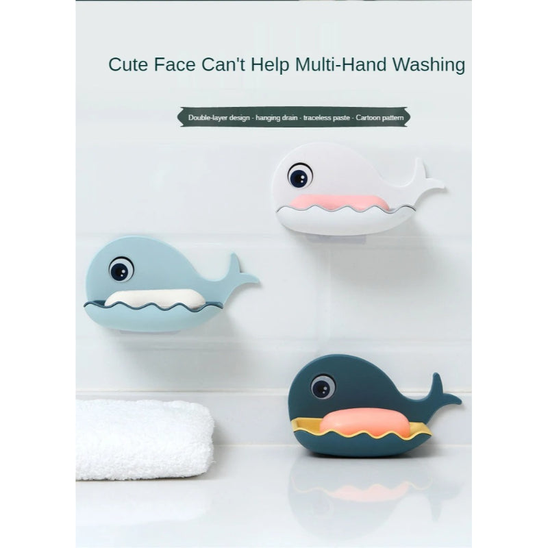 Fish-Shaped Double-Layer Adhesive Waterproof Soap Bar Holder