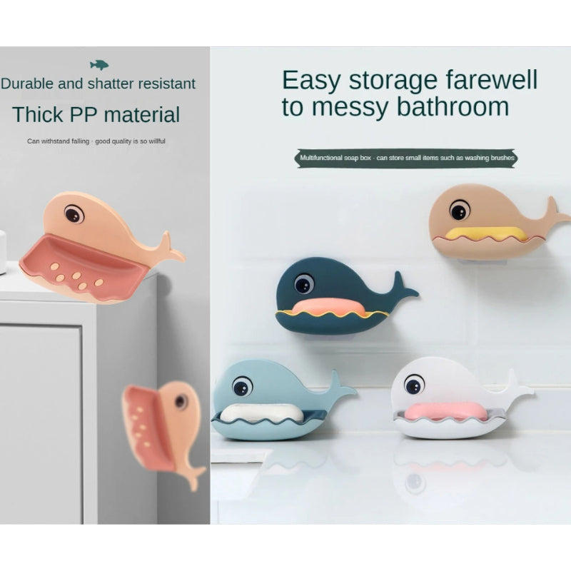 Fish-Shaped Double-Layer Adhesive Waterproof Soap Bar Holder