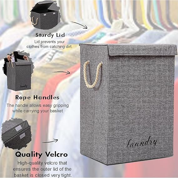 Fabric Laundry Basket Hamper With Lid