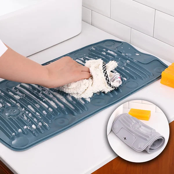 Foldable Silica Gel Non-slip Laundry Mat Washboard