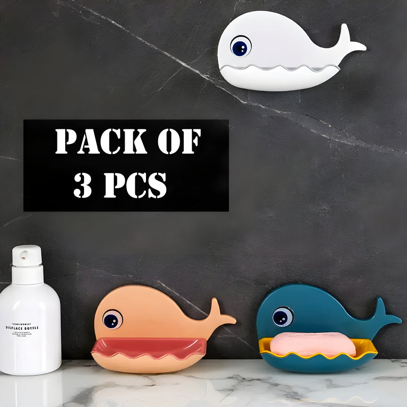 Fish-Shaped Double-Layer Adhesive Waterproof Soap Bar Holder