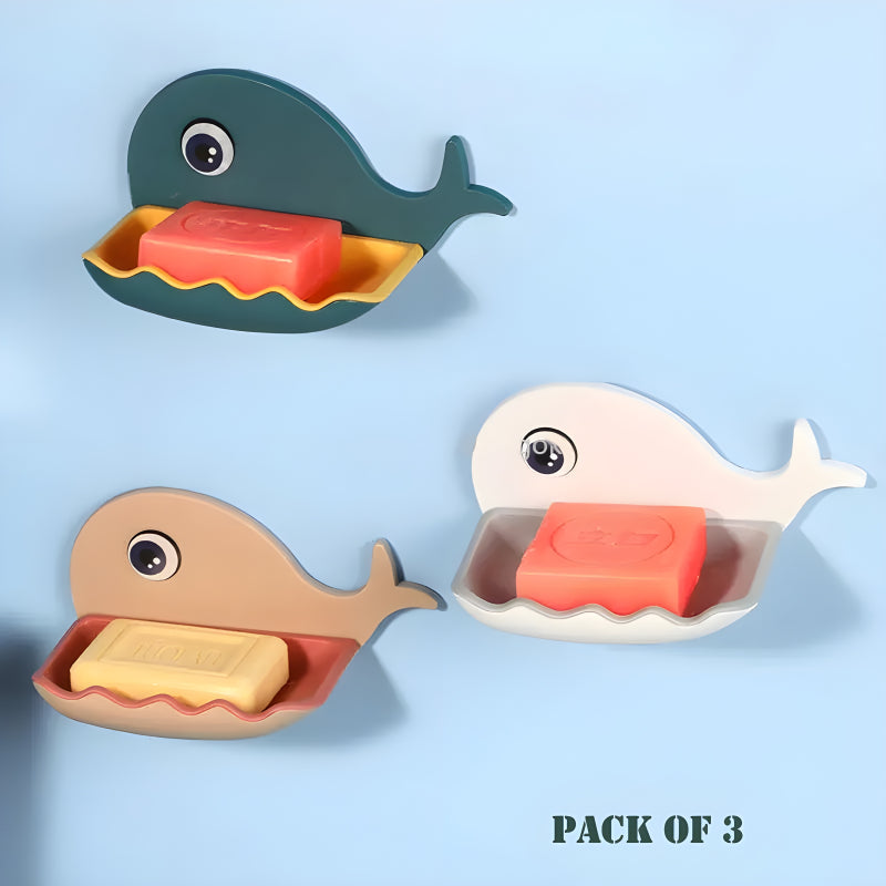 Fish-Shaped Double-Layer Adhesive Waterproof Soap Bar Holder