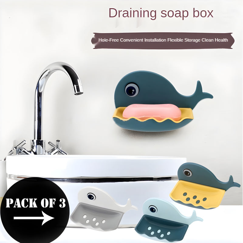 Fish-Shaped Double-Layer Adhesive Waterproof Soap Bar Holder