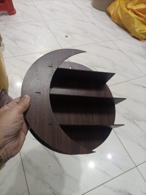 Moon Shape Wooden Book Wall Shelf