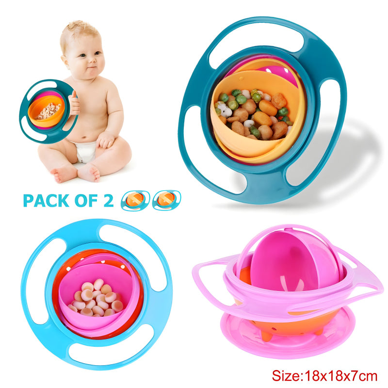 Spill-Proof Baby Feeding Gyro Bowls