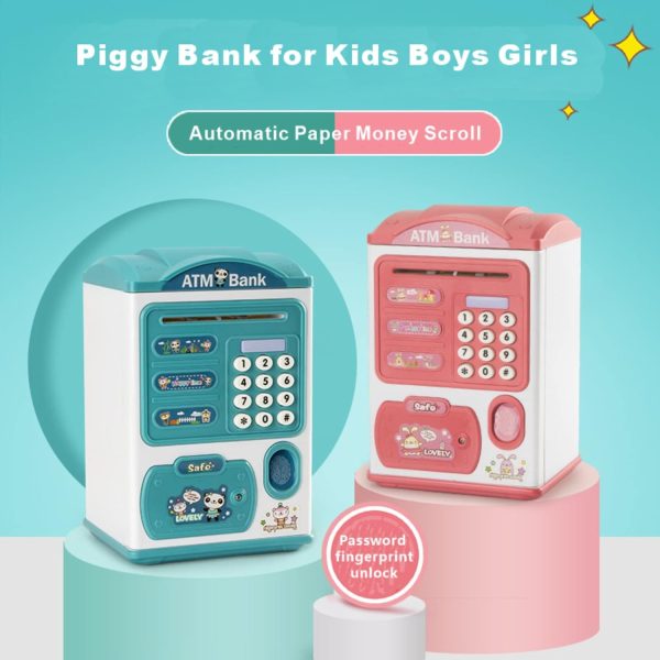 Piggy Bank Atm Children Saving Money Box With Password And Fingerprint