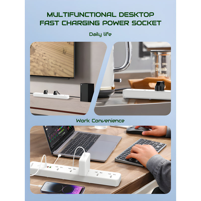 Multi-Socket Extension With 5 AC Outlets And 3 USB Ports