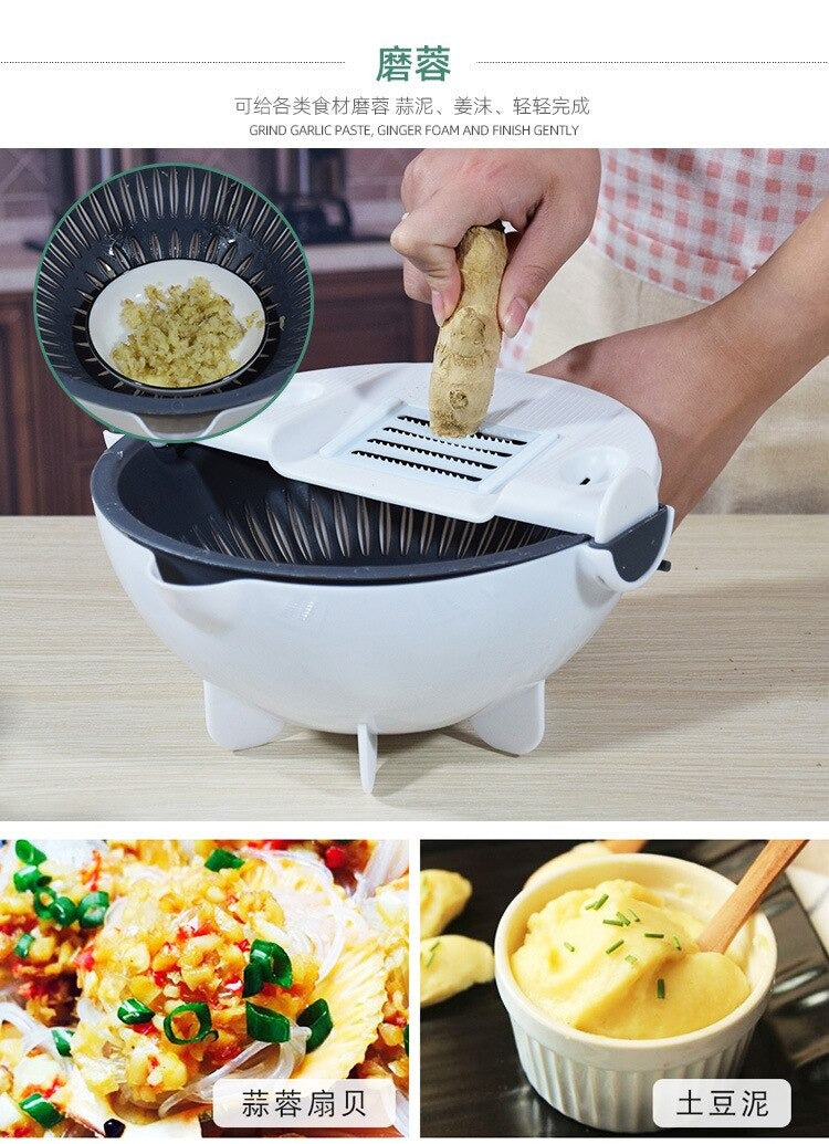 Multi-Function Vegetable Slicing Shredding Washing Grater Draining Basket