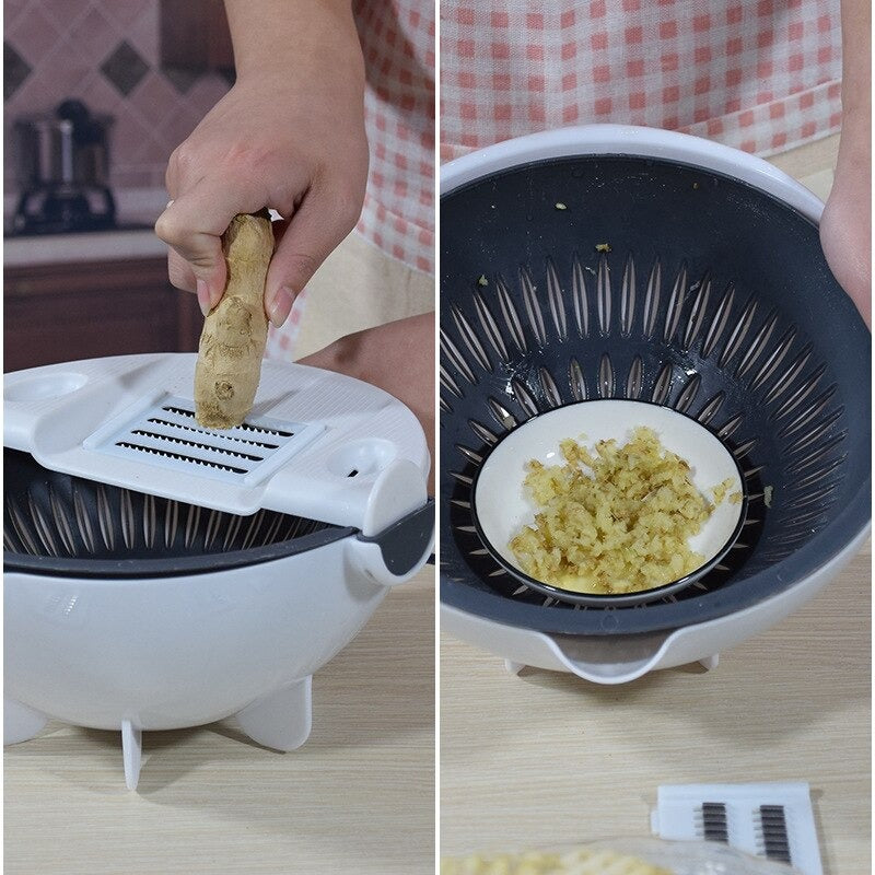 Multi-Function Vegetable Slicing Shredding Washing Grater Draining Basket