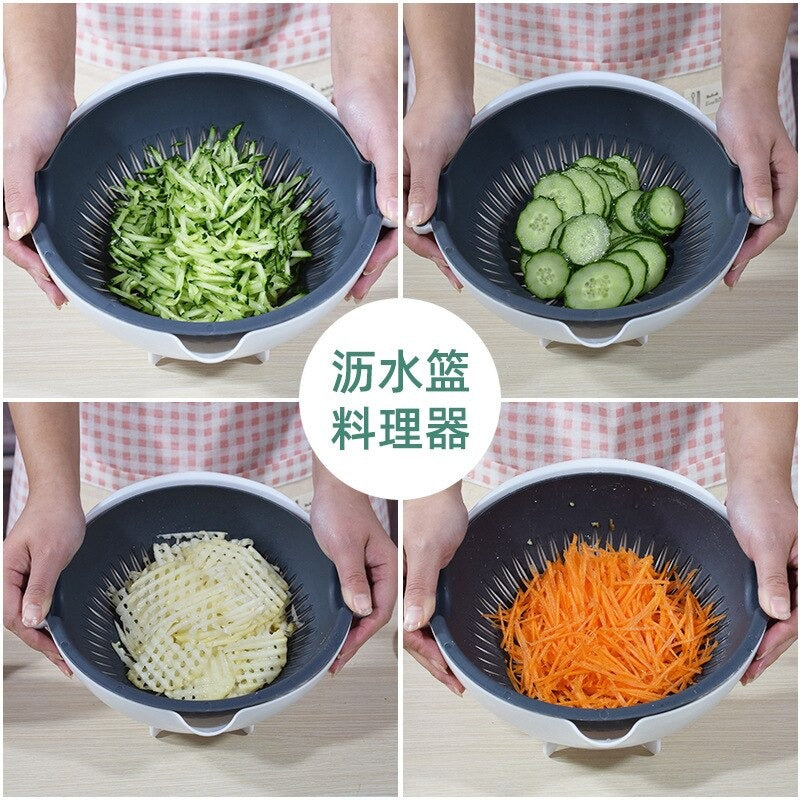 Multi-Function Vegetable Slicing Shredding Washing Grater Draining Basket