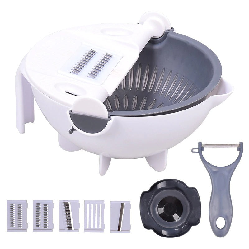 Multi-Function Vegetable Slicing Shredding Washing Grater Draining Basket