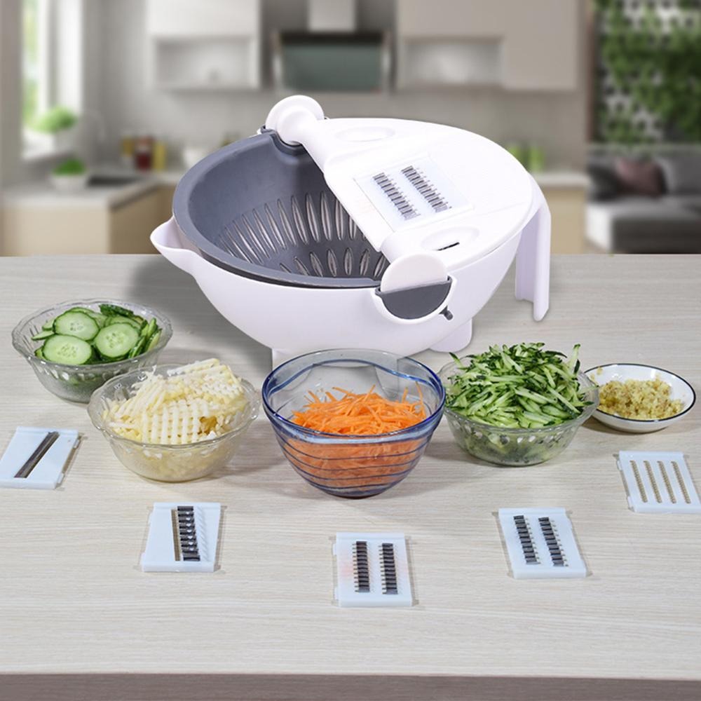 Multi-Function Vegetable Slicing Shredding Washing Grater Draining Basket